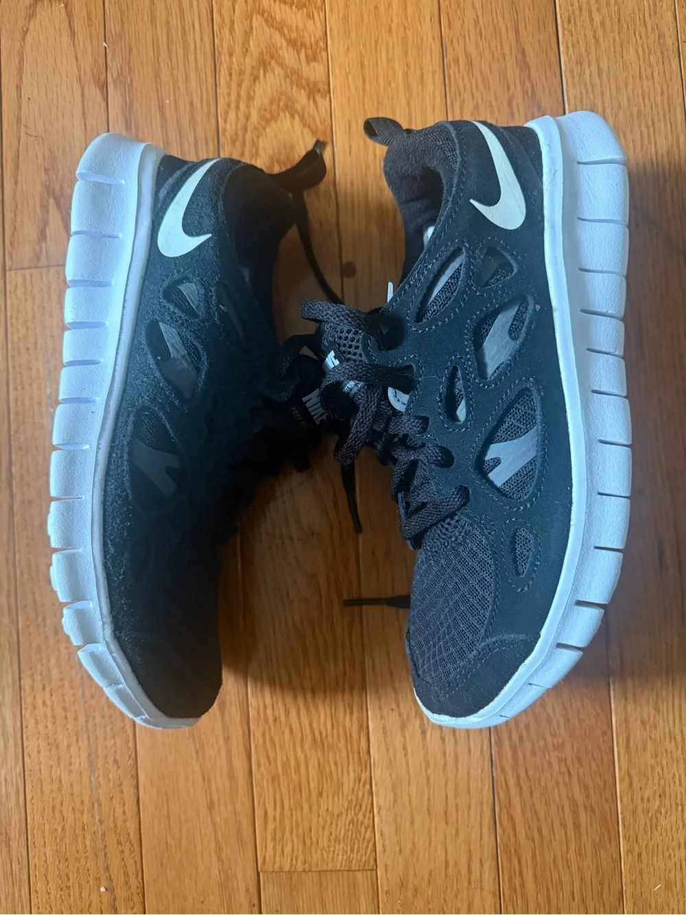 Nike Kids Black and White Mesh Lace-Up Sneakers